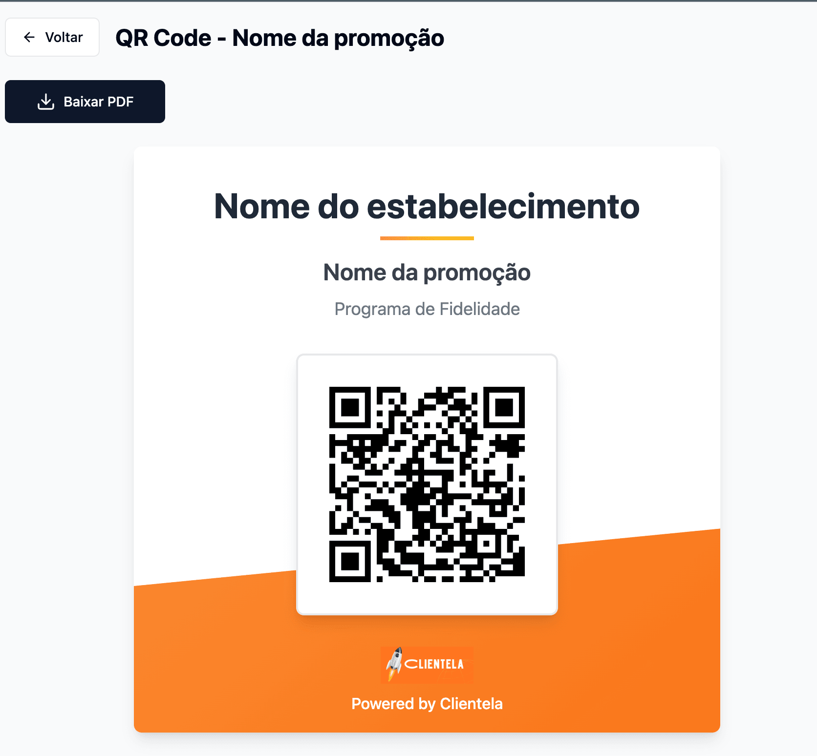 Exemplo de QR Code do programa de fidelidade pronto para imprimir